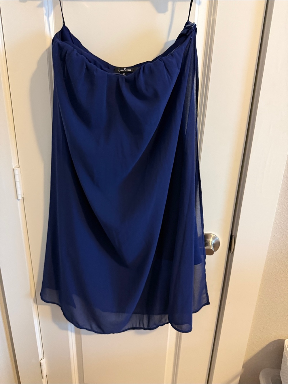 Lulu's Navy Blue Chiffon Midi Skirt